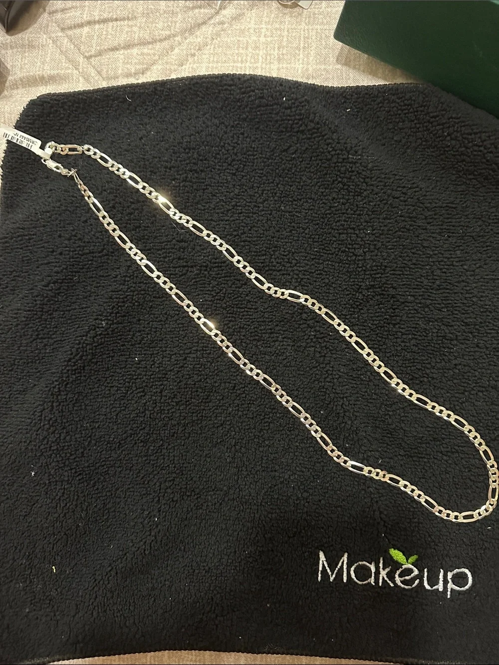 Sterling Figaro Chain Necklace - Silver Tone